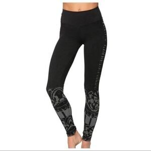 Nux Black Brocade Weave Endurance Greta Legging w/Back Zipper Pocket Small NEW